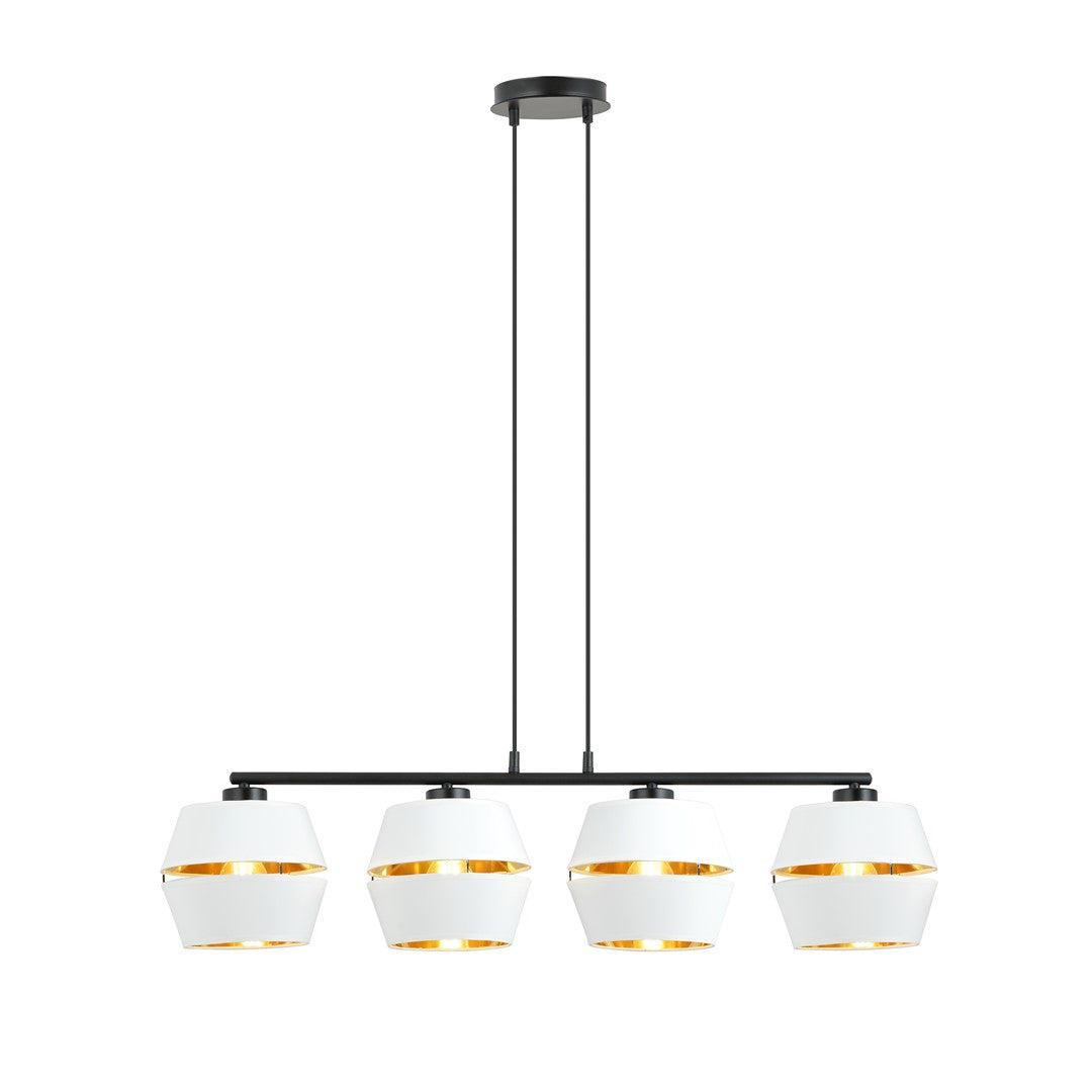 PIANO 4-WHITE-GOLD Hanglamp – Tijdloze elegantie met gouden accenten voor een warme sfeer