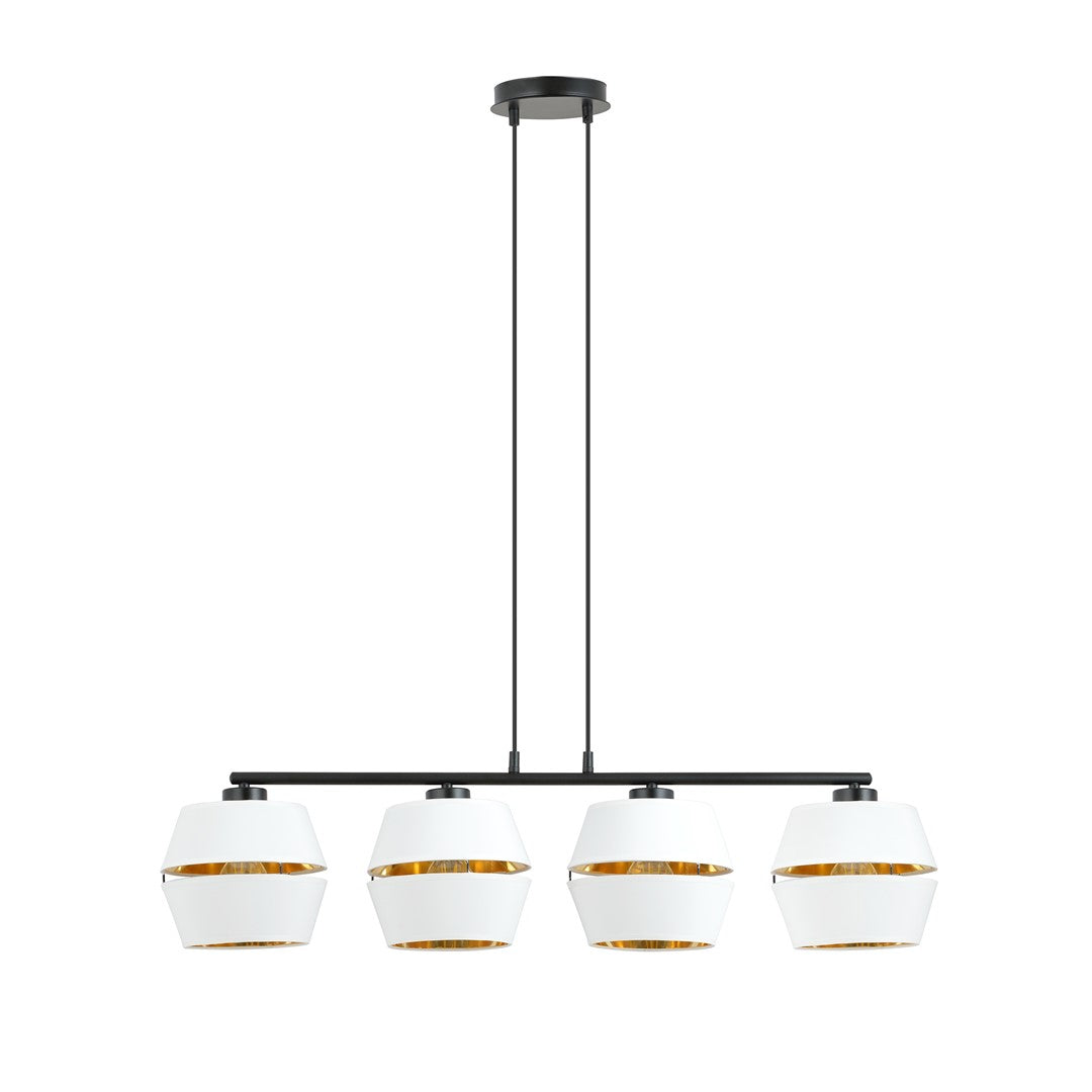 PIANO 4-WHITE-GOLD Hanglamp – Tijdloze elegantie met gouden accenten voor een warme sfeer
