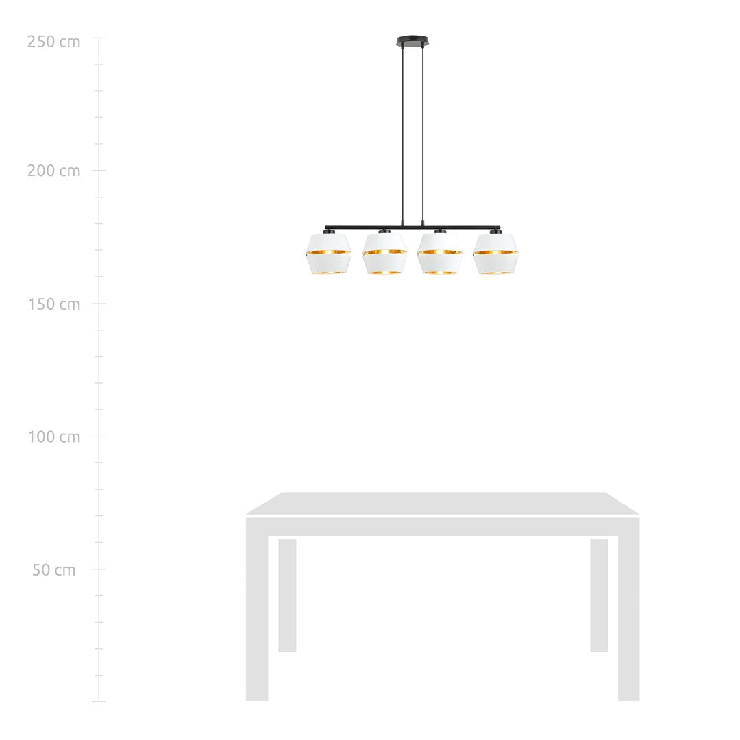 PIANO 4-WHITE-GOLD Hanglamp – Tijdloze elegantie met gouden accenten voor een warme sfeer