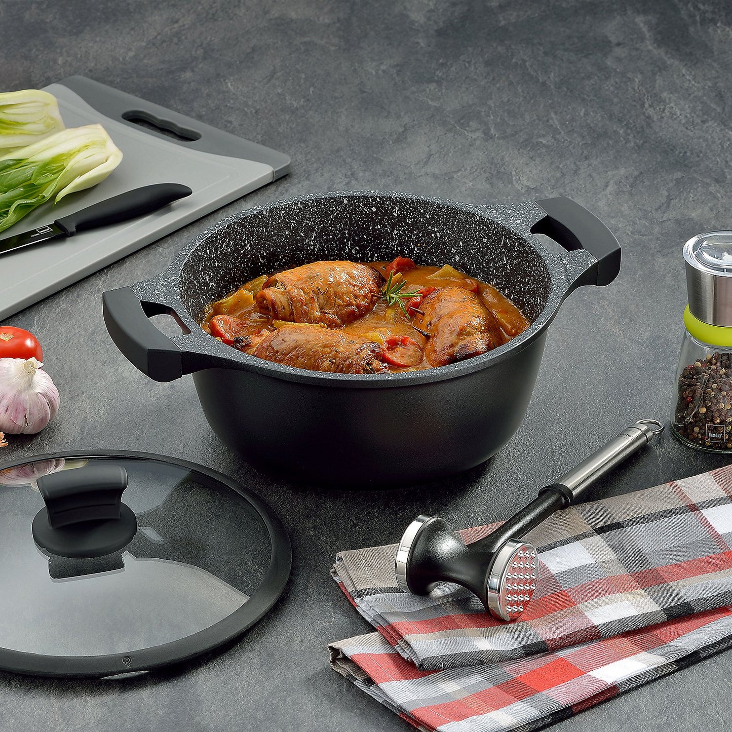 STELLA NOVA Kookset Kookpot – 24 cm (3,5 L) met Softtouch-handgrepen en energiezuinige RVS bodem