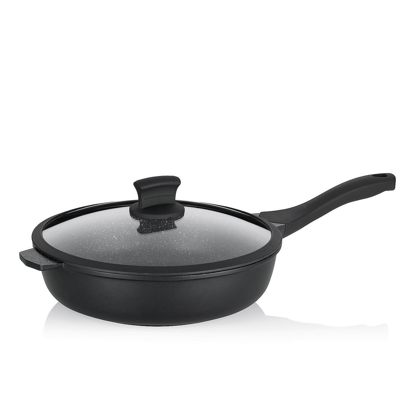 STELLA NOVA Sauteerpan Ø28 cm – Ruime stoofpan van gegoten aluminium met glazen deksel