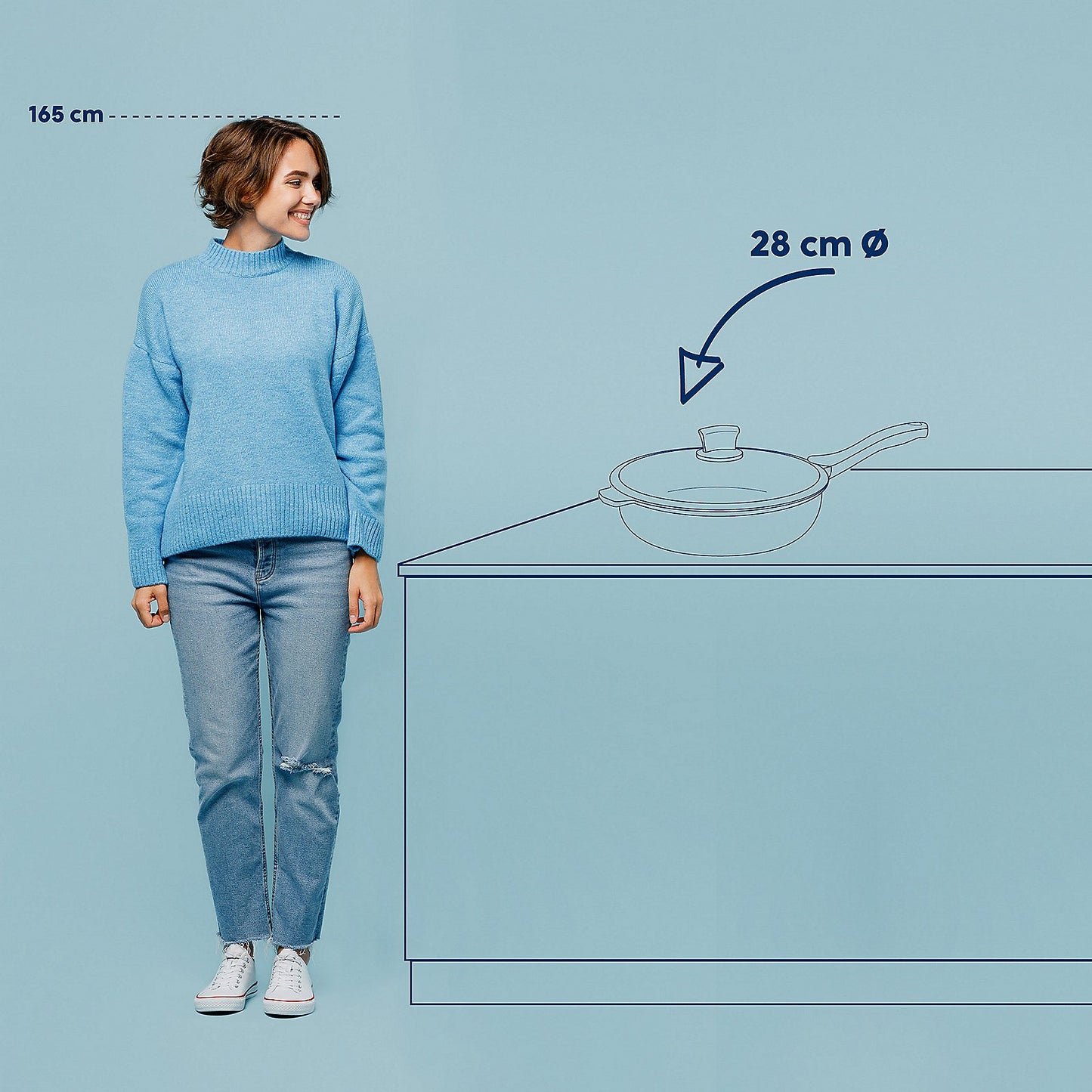 STELLA NOVA Sauteerpan Ø28 cm – Ruime stoofpan van gegoten aluminium met glazen deksel