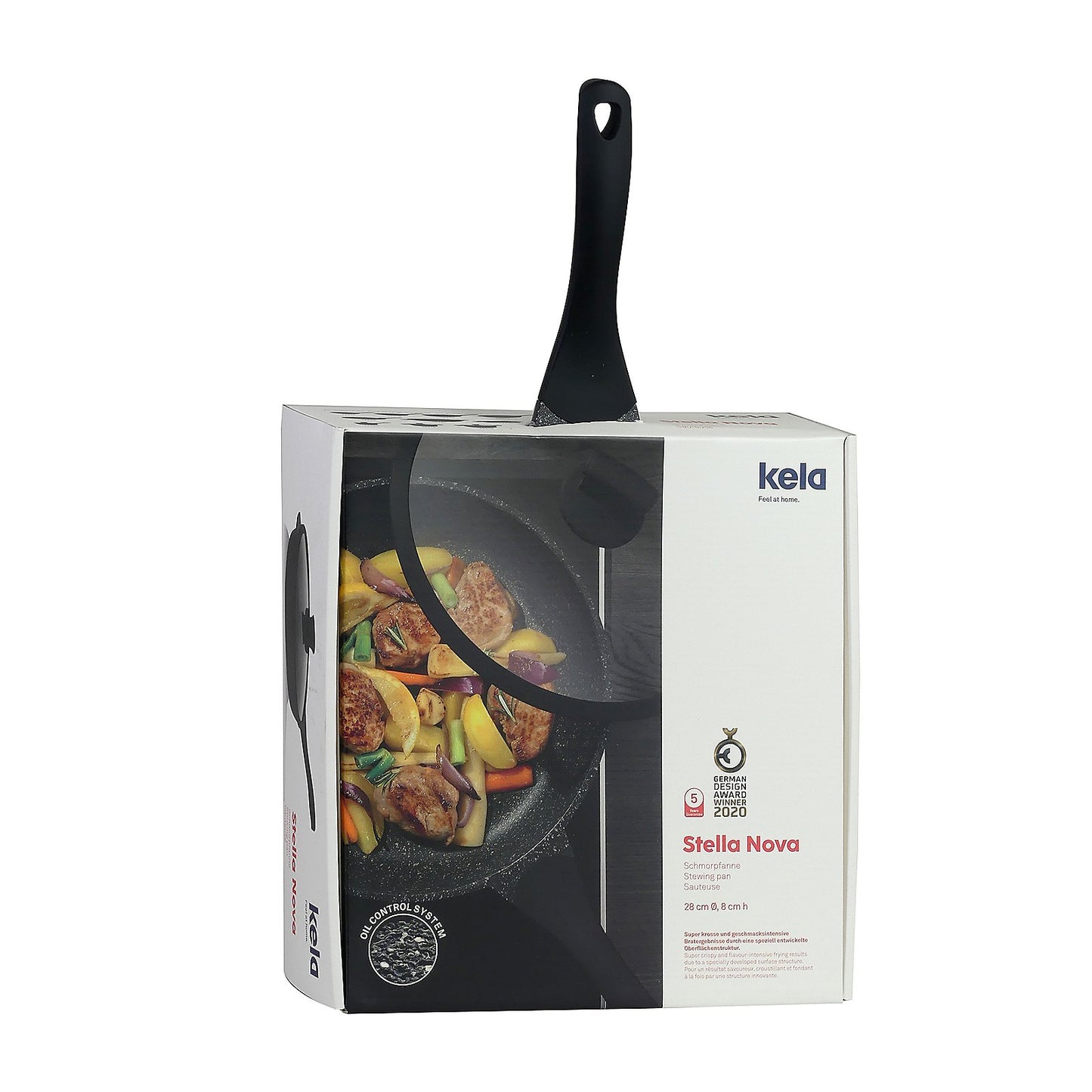 STELLA NOVA Sauteerpan Ø28 cm – Ruime stoofpan van gegoten aluminium met glazen deksel