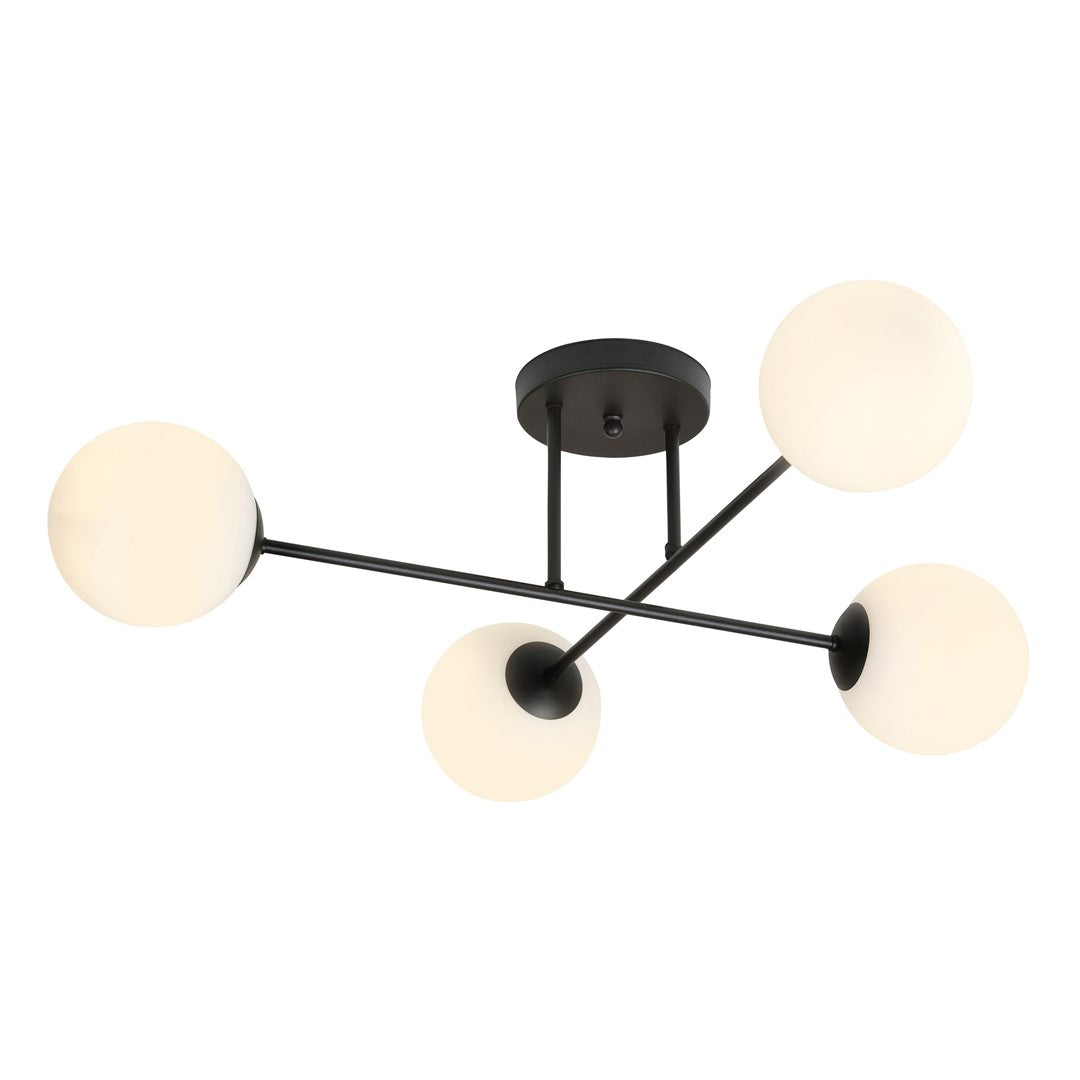 ROMA 4 – Minimalistische plafondlamp in zwart-opaal, perfect voor stijlvolle interieurs