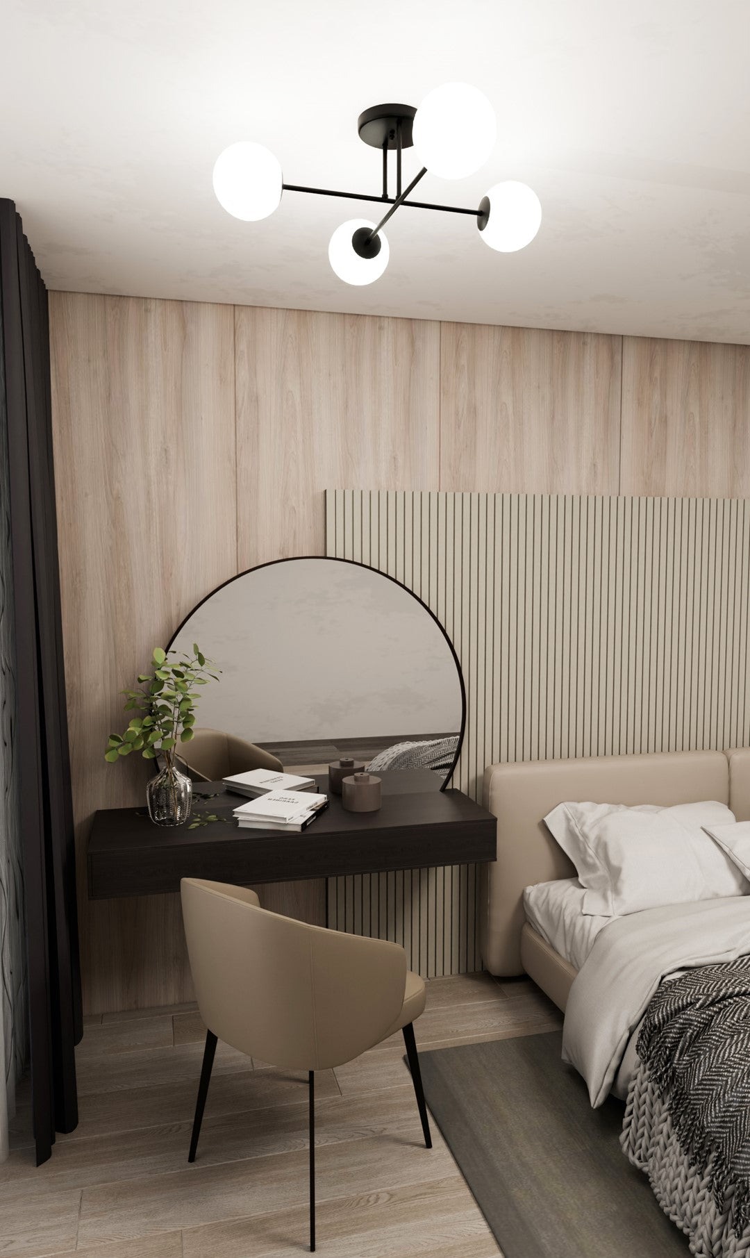 ROMA 4 – Minimalistische plafondlamp in zwart-opaal, perfect voor stijlvolle interieurs