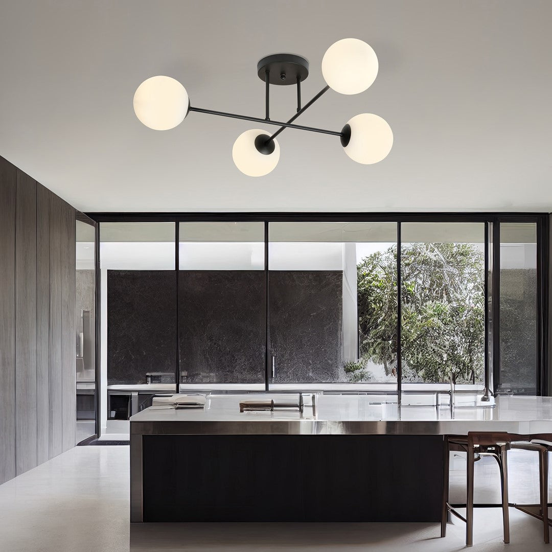 ROMA 4 – Minimalistische plafondlamp in zwart-opaal, perfect voor stijlvolle interieurs