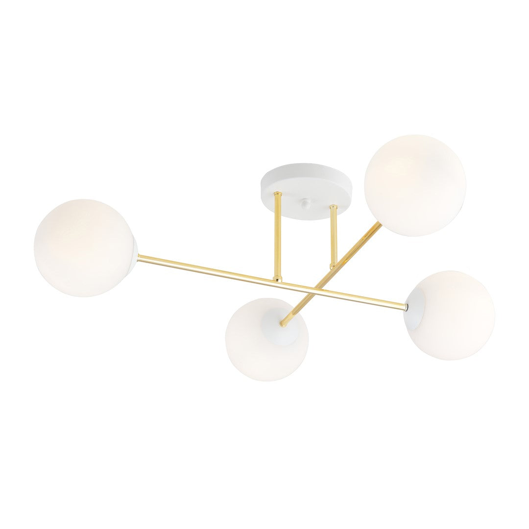 MAGNUM 4 – Luxueuze plafondlamp met opaalglas en gouden accenten voor een stijlvol interieur