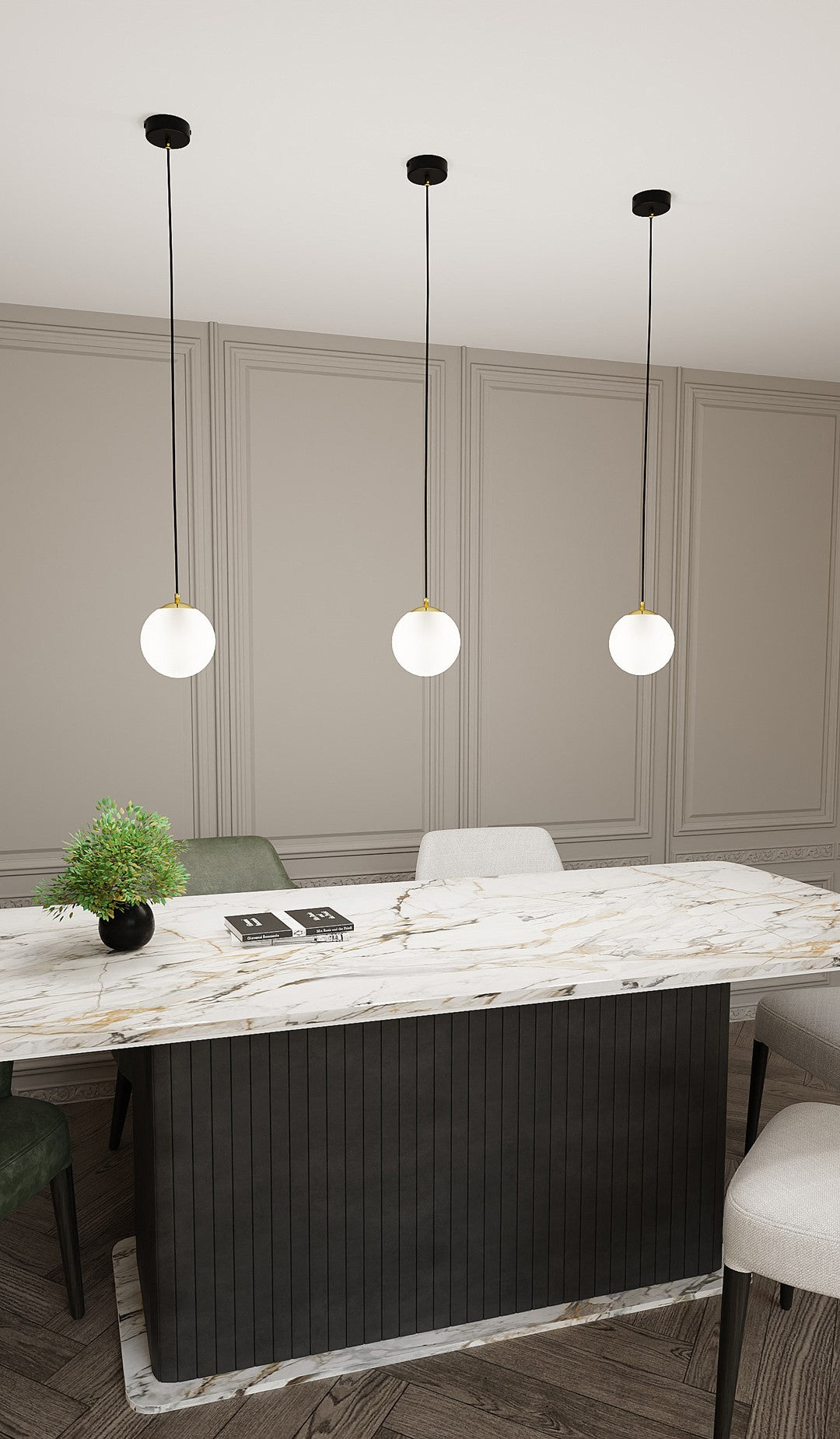 ROYAL 1 Black – Minimalistische plafondlamp met verfijnde gouden accenten