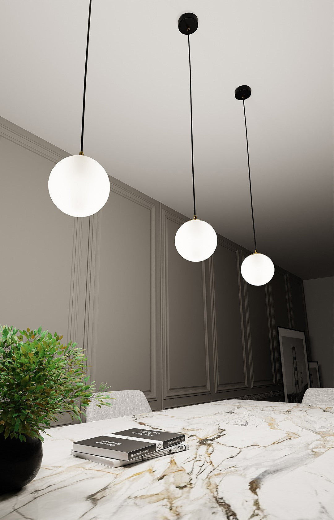 ROYAL 1 Black – Minimalistische plafondlamp met verfijnde gouden accenten