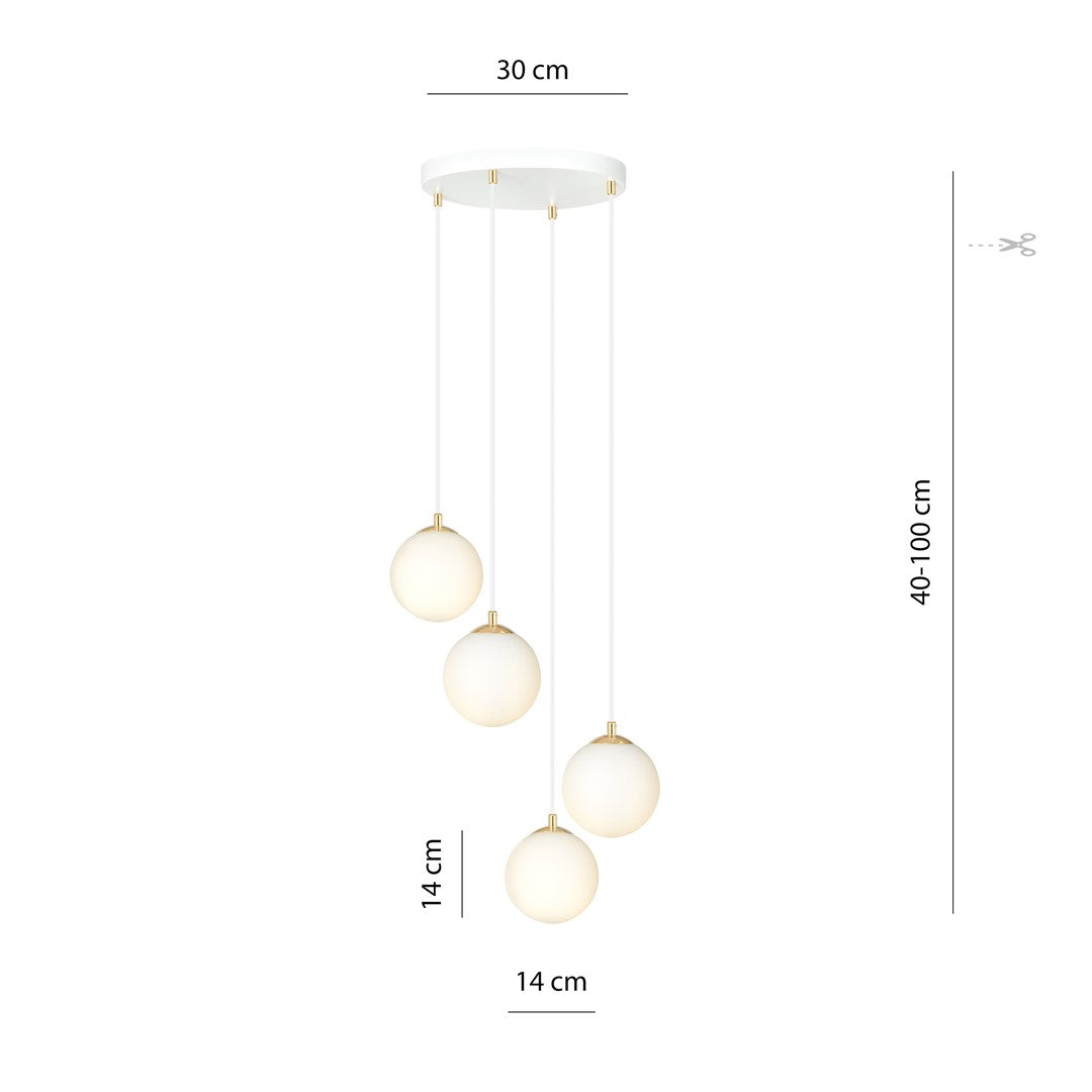 ROYAL 4 White – Strakke plafondlamp met gouden elegantie en veelzijdigheid