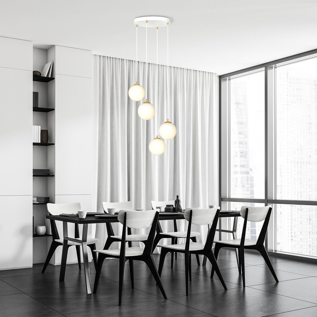 ROYAL 4 White – Strakke plafondlamp met gouden elegantie en veelzijdigheid