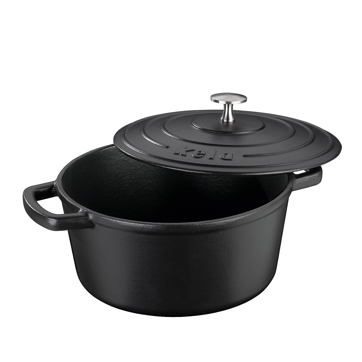 KELA Calido Ronde Braadpan 24 cm (3,8 L) – Zwart gietijzeren kookkracht met stijlvolle matte afwerking