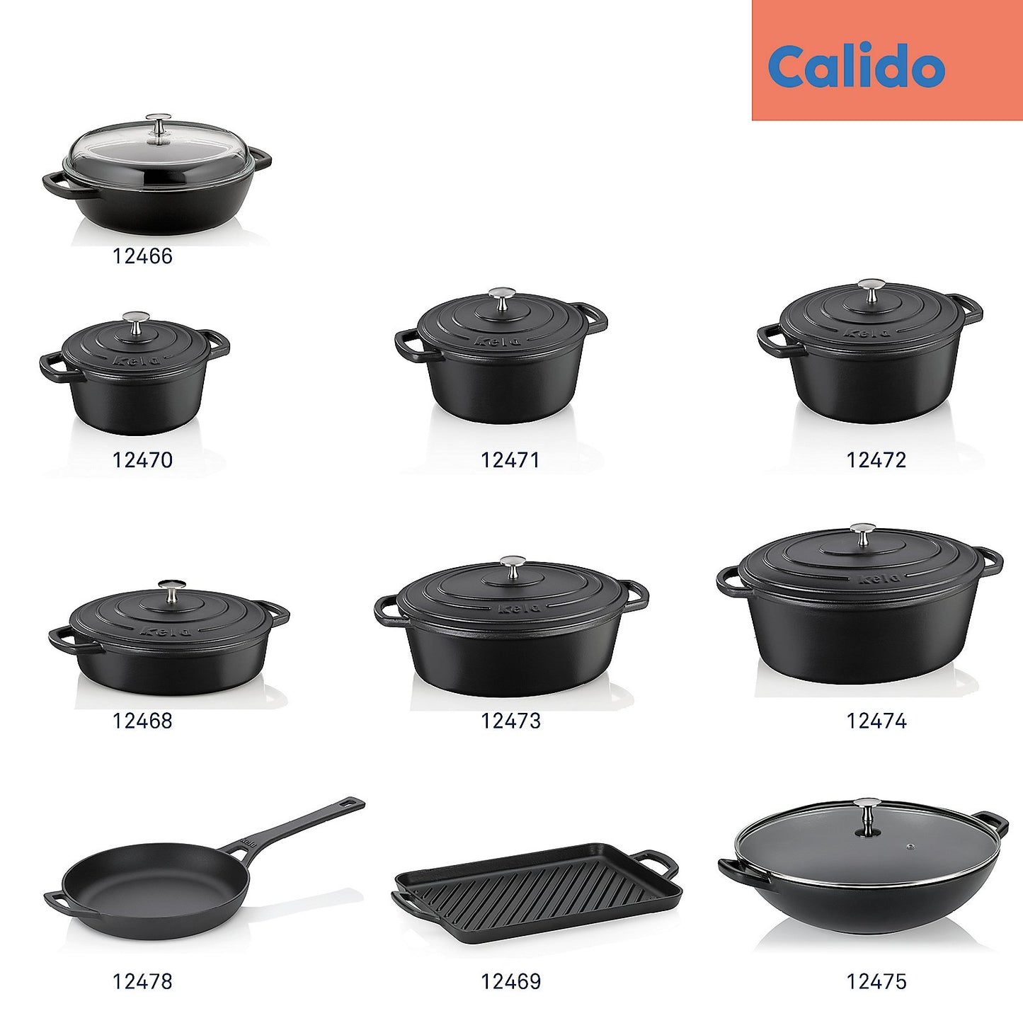 KELA Calido Ronde Braadpan 24 cm (3,8 L) – Zwart gietijzeren kookkracht met stijlvolle matte afwerking