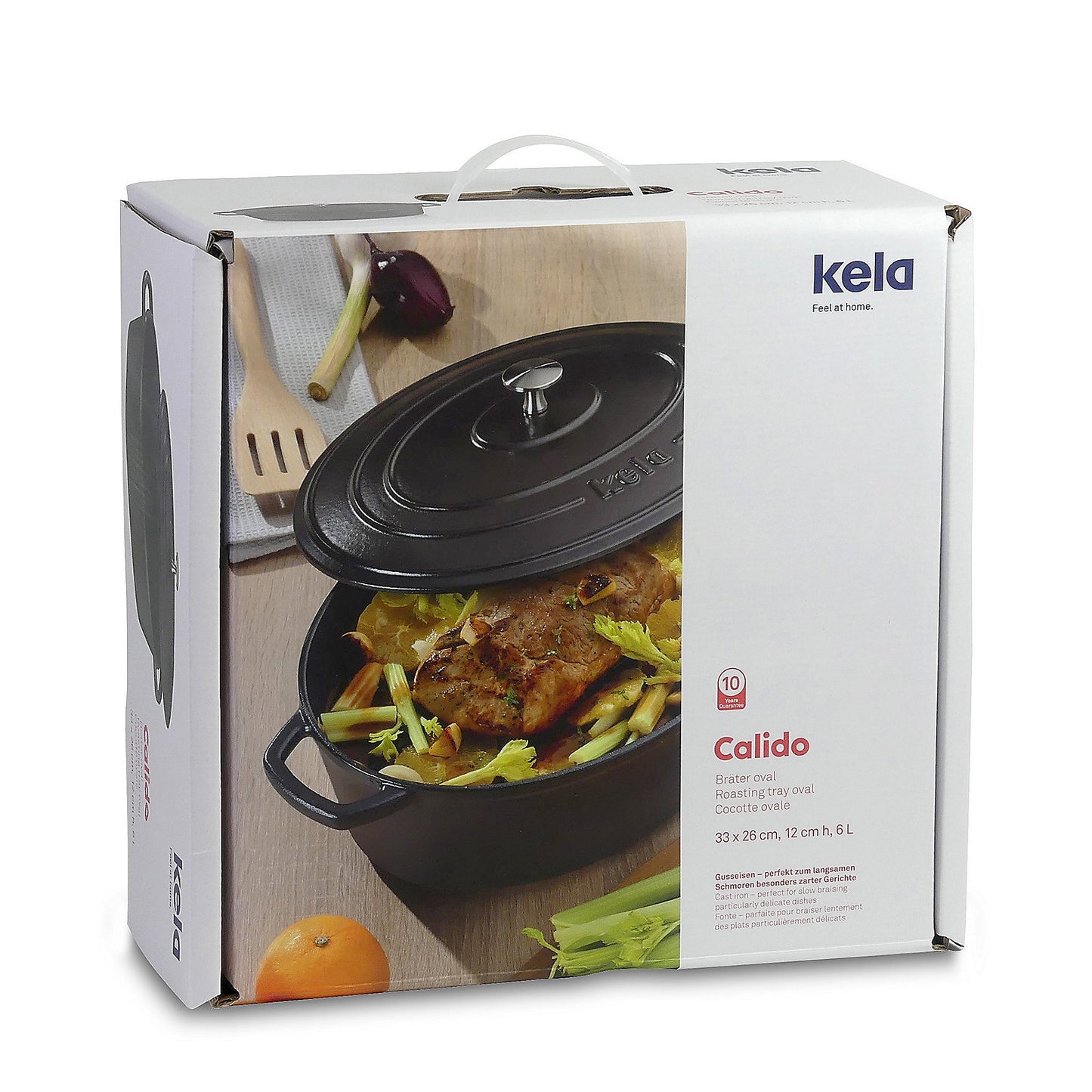 KELA Calido Ronde Braadpan 24 cm (3,8 L) – Zwart gietijzeren kookkracht met stijlvolle matte afwerking