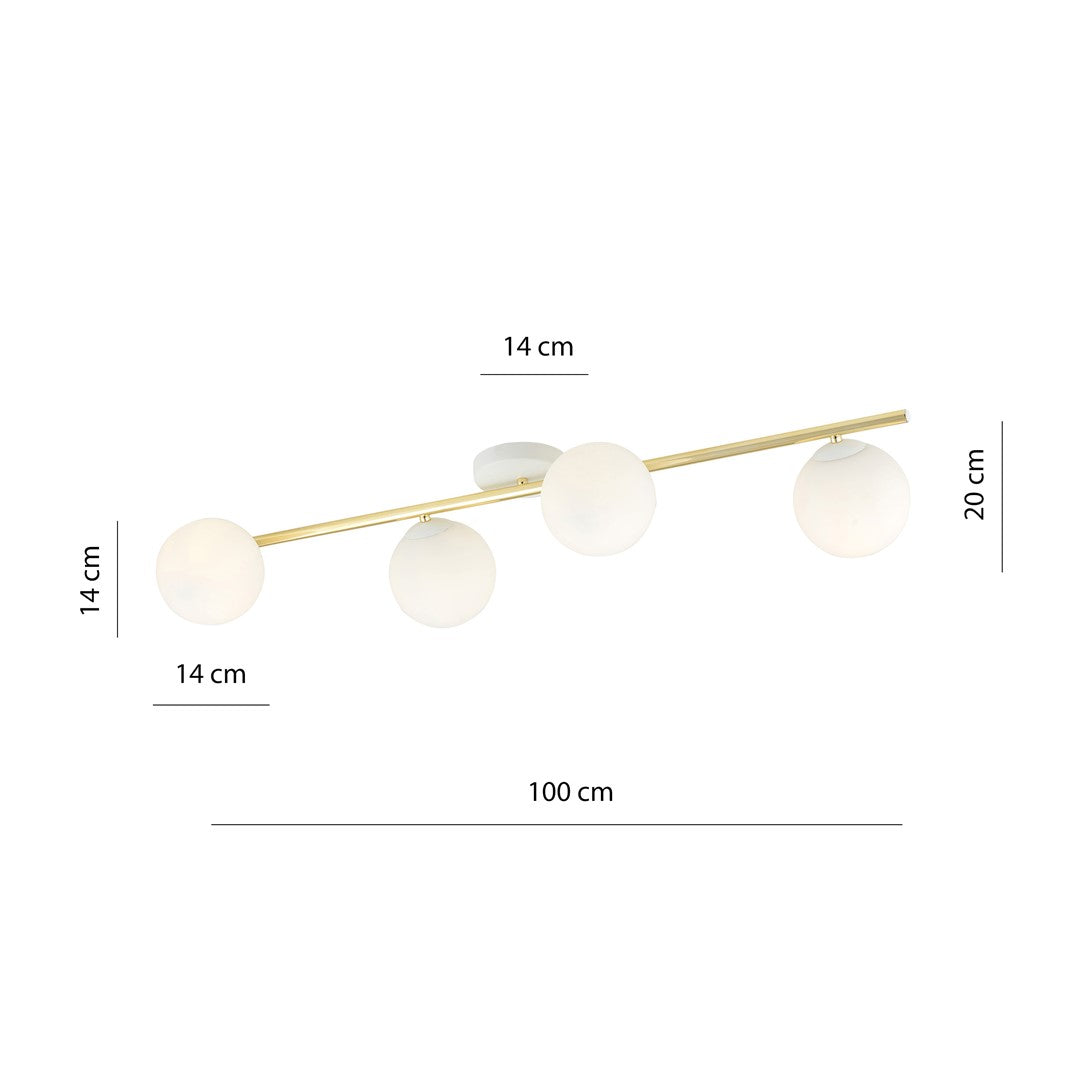 SPLENDI 4 – Glamoureuze plafondlamp met elegante gouden accenten
