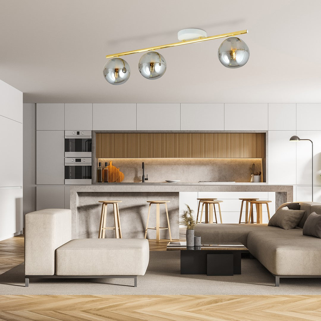 MONZA 3 – Stijlvolle plafondlamp met elegante accenten in wit, goud en grafiet