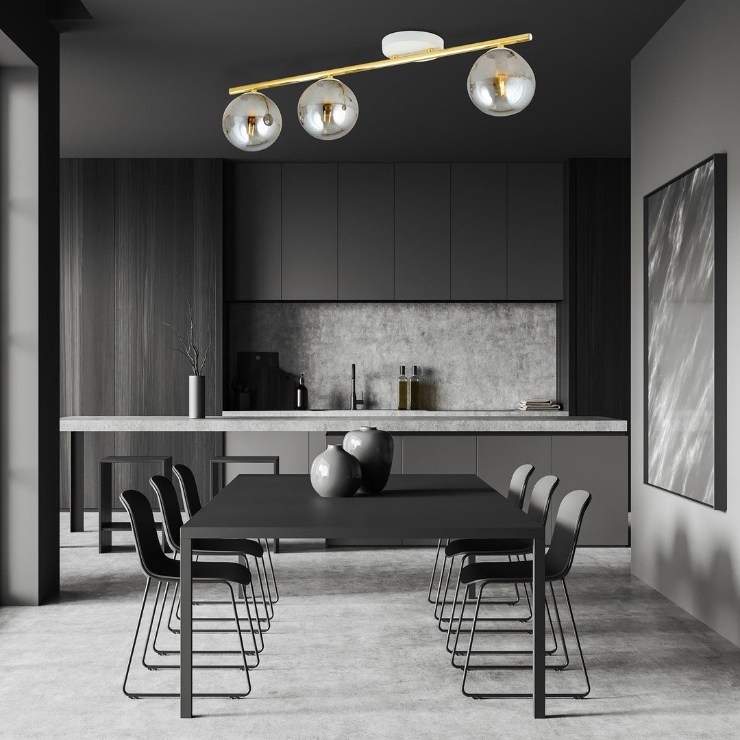 MONZA 3 – Stijlvolle plafondlamp met elegante accenten in wit, goud en grafiet
