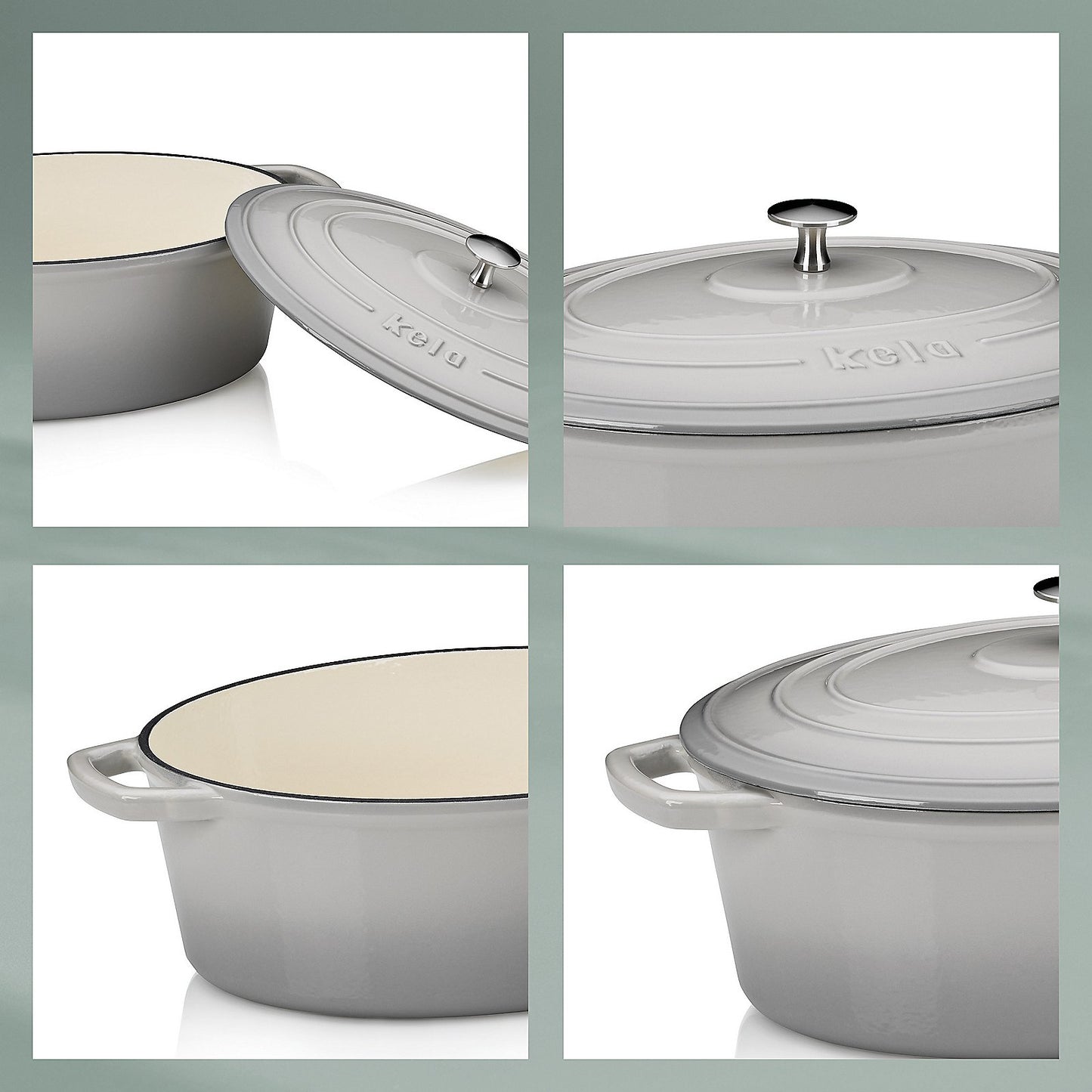KELA Calido Ronde Braadpan 26 cm (4,6 L) – Gietijzeren kracht met stijlvolle grijze look en beige binnenzijde