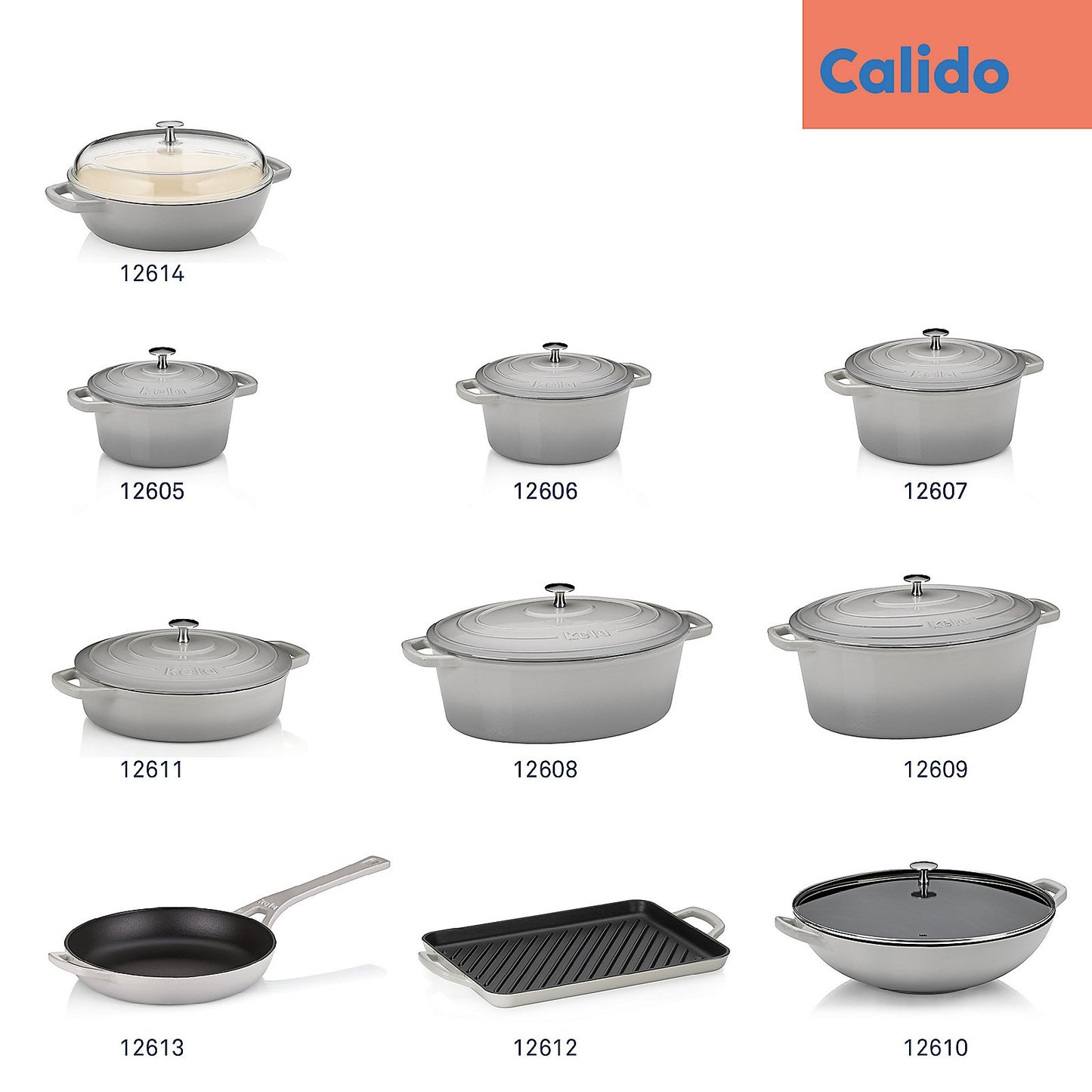 KELA Calido Ronde Braadpan 26 cm (4,6 L) – Gietijzeren kracht met stijlvolle grijze look en beige binnenzijde