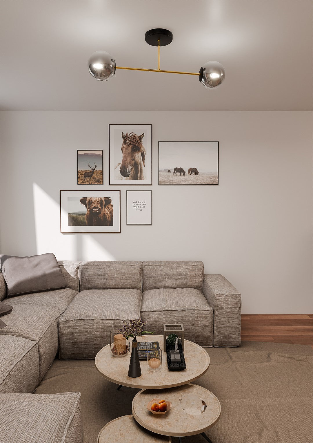 MAGNUM 2 – Verfijnde plafondlamp met goudaccenten voor een elegant modern interieur