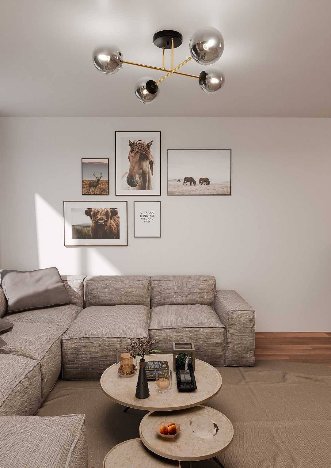 MAGNUM 4 – Stijlvolle plafondlamp met glas en goudaccenten voor een modern interieur
