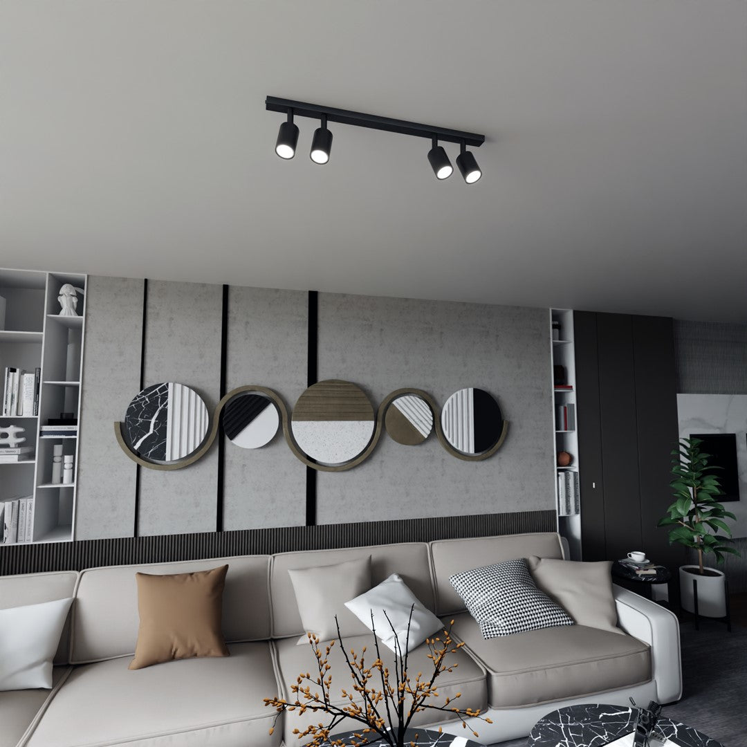 FLASH 4 Black – Minimalistische plafondlamp met strakke lijnen en krachtig licht