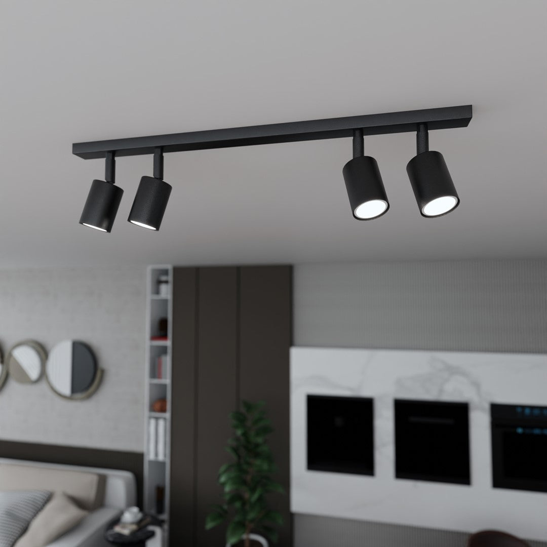 FLASH 4 Black – Minimalistische plafondlamp met strakke lijnen en krachtig licht