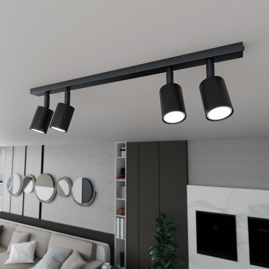 FLASH 4 Black – Minimalistische plafondlamp met strakke lijnen en krachtig licht