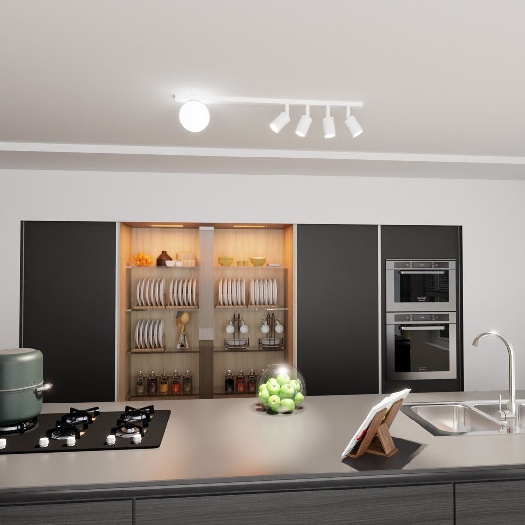 BASTER 5 White – Eigentijdse plafondlamp met verfijnde eenvoud en veelzijdigheid