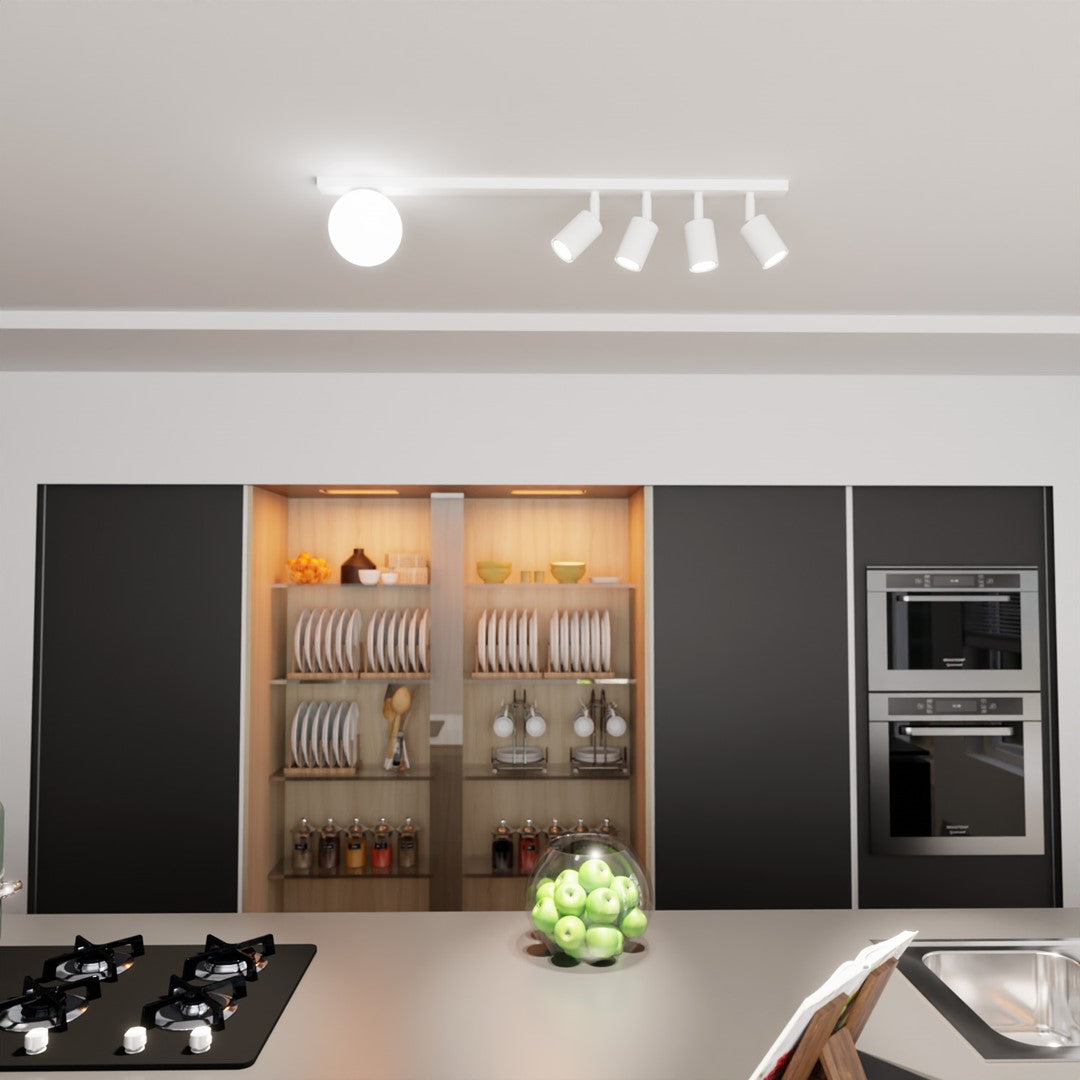 BASTER 5 White – Eigentijdse plafondlamp met verfijnde eenvoud en veelzijdigheid