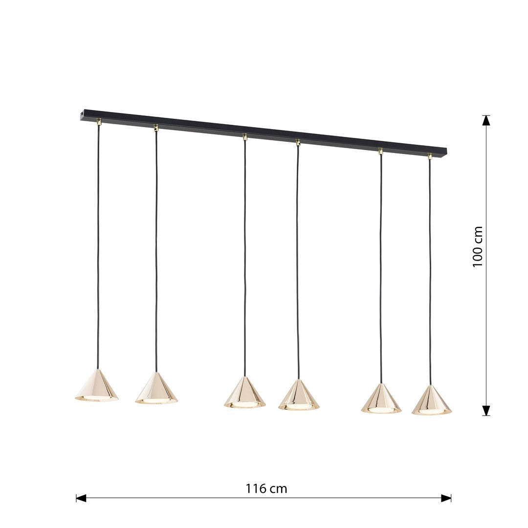 ELIT 6 Black Gold – Luxe designlamp met moderne elegantie en gouden accenten