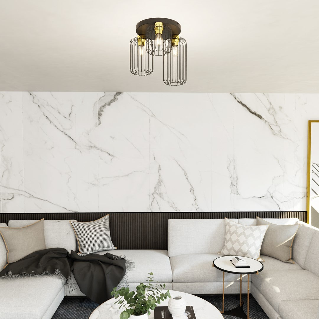 SCHUUR 3PREM – Stoere draadlamp met goudaccenten voor een rauwe industriële look