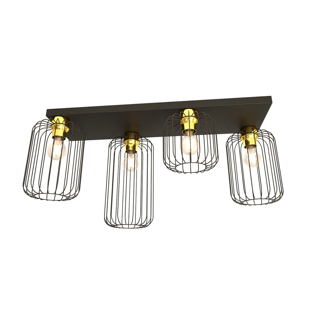 BARN 4 Black Gold – Stoere industriële lamp met gouden finesse