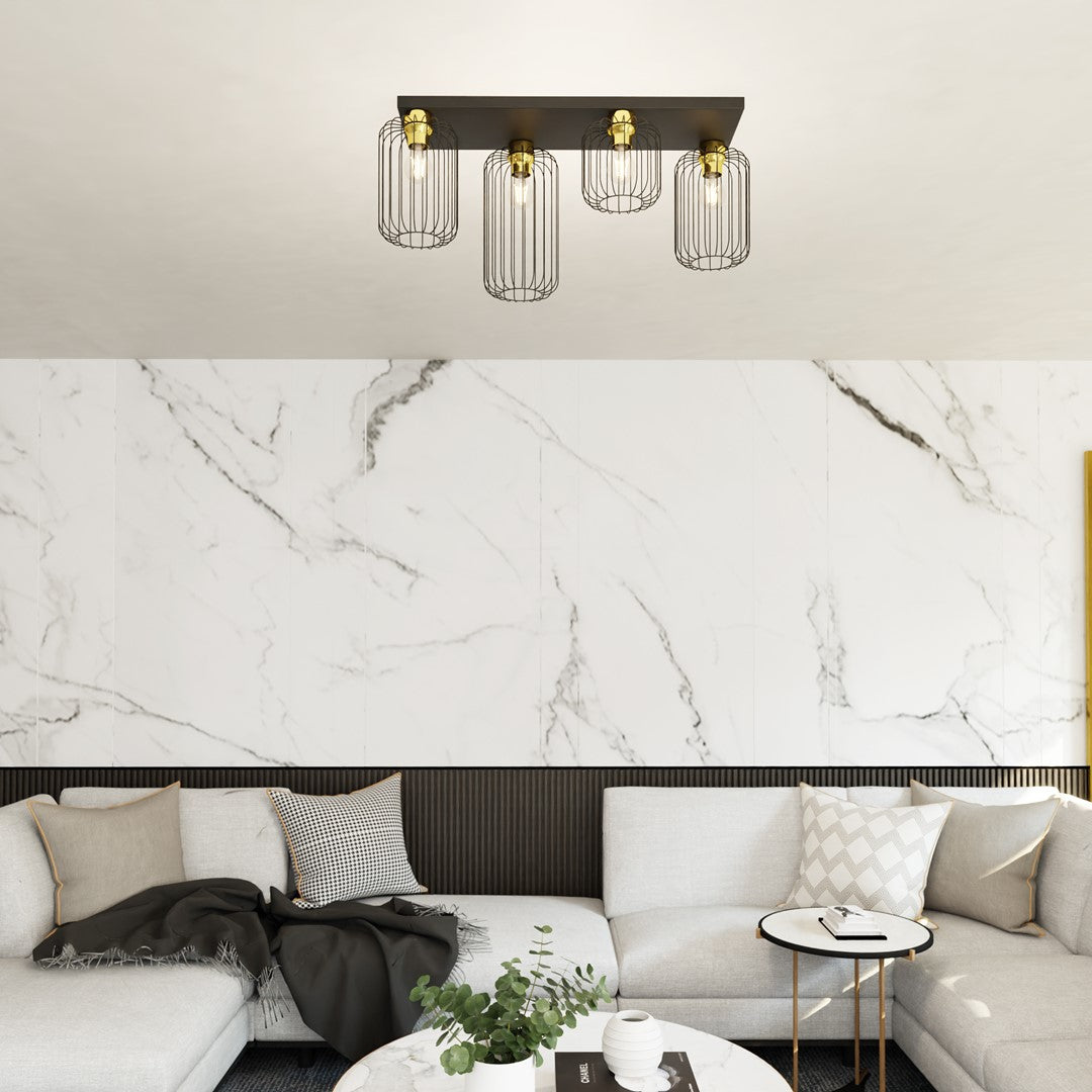 BARN 4 Black Gold – Stoere industriële lamp met gouden finesse