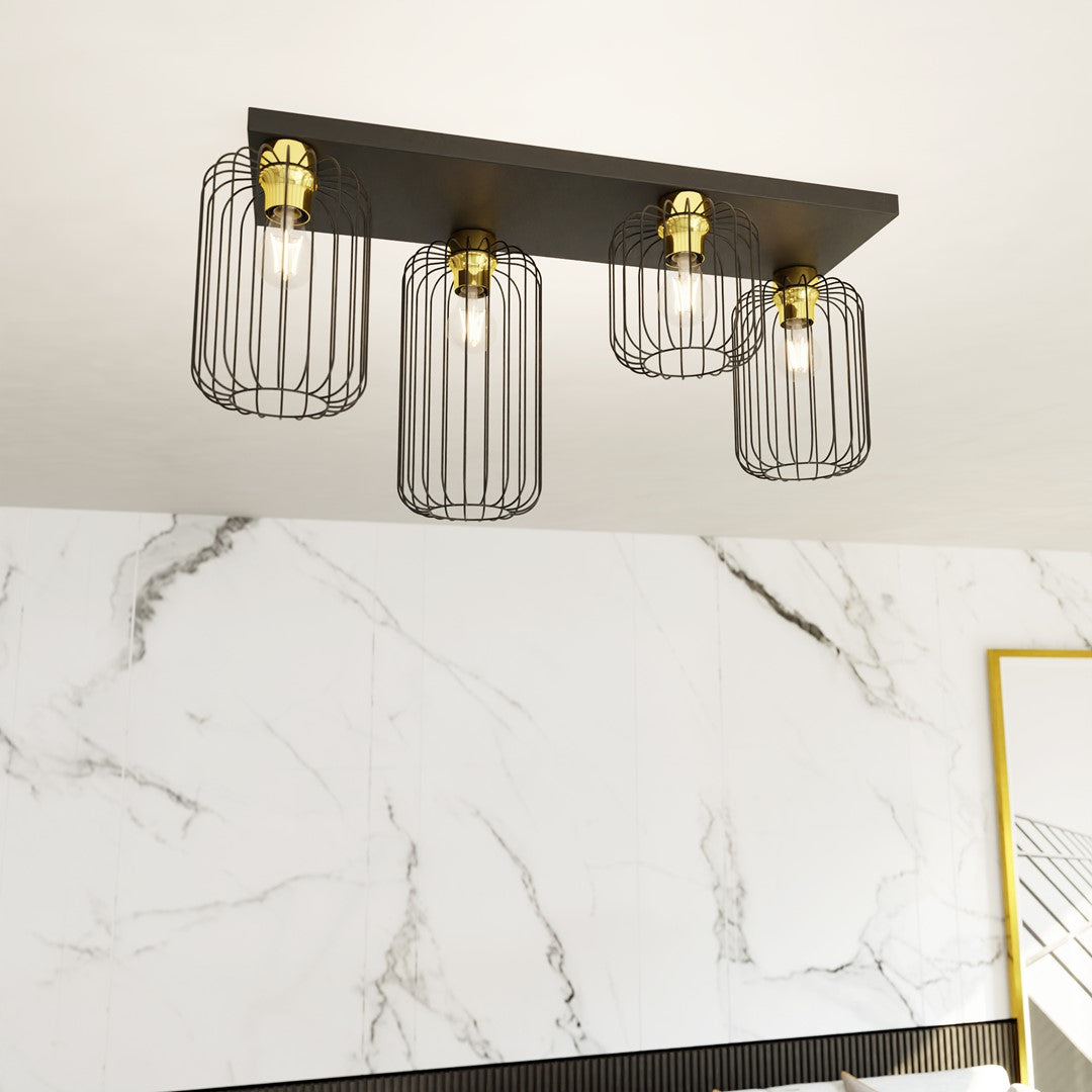 BARN 4 Black Gold – Stoere industriële lamp met gouden finesse