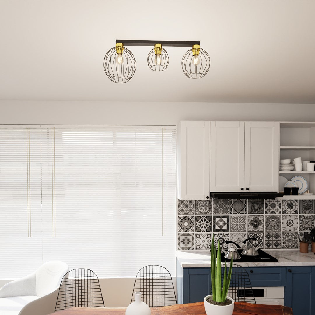 NEST 3 – Industriële plafondlamp met opvallend design en draadkappen
