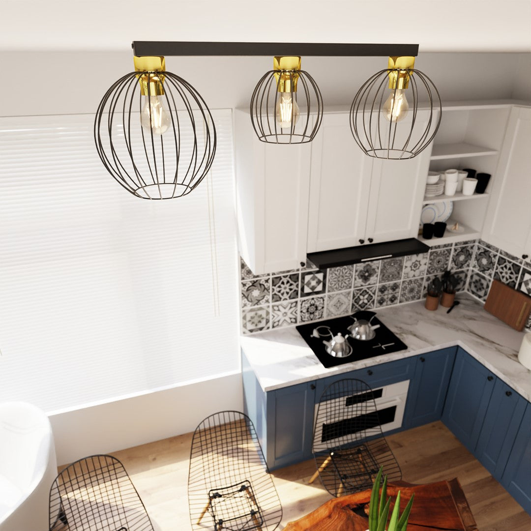 NEST 3 – Industriële plafondlamp met opvallend design en draadkappen