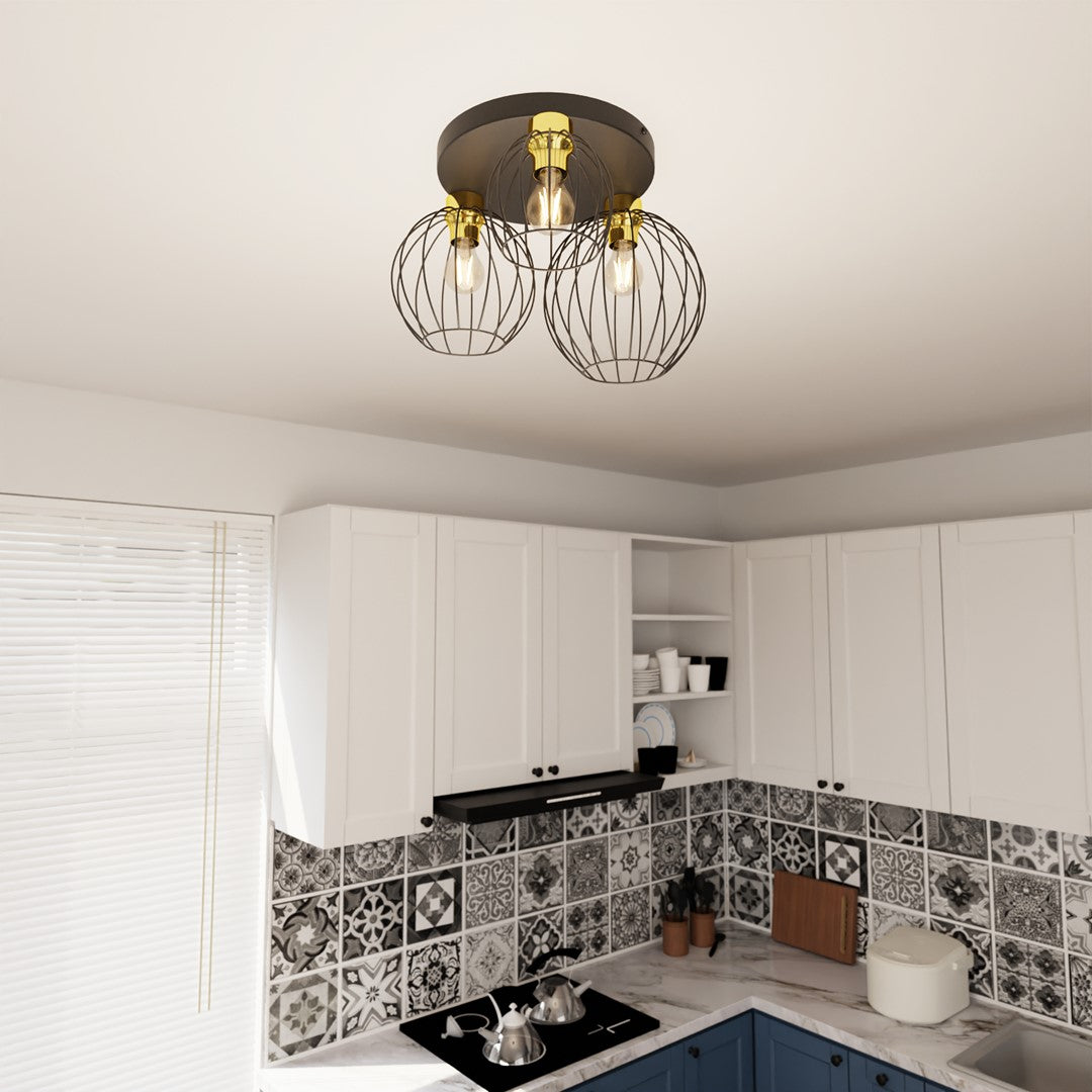 NEST 3PREM – Stoer loftdesign met indrukwekkende draadkappen in goudaccent