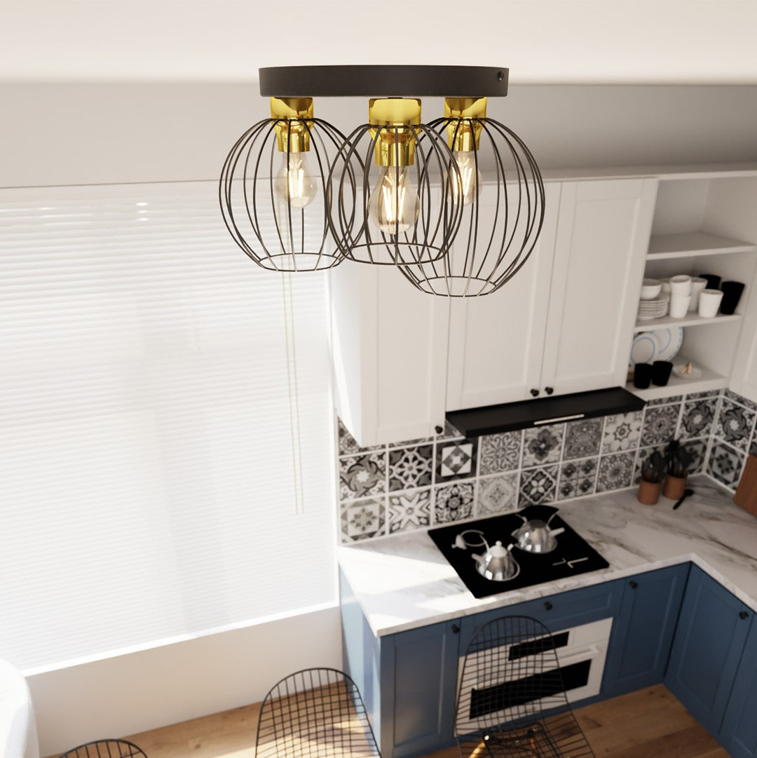 NEST 3PREM – Stoer loftdesign met indrukwekkende draadkappen in goudaccent