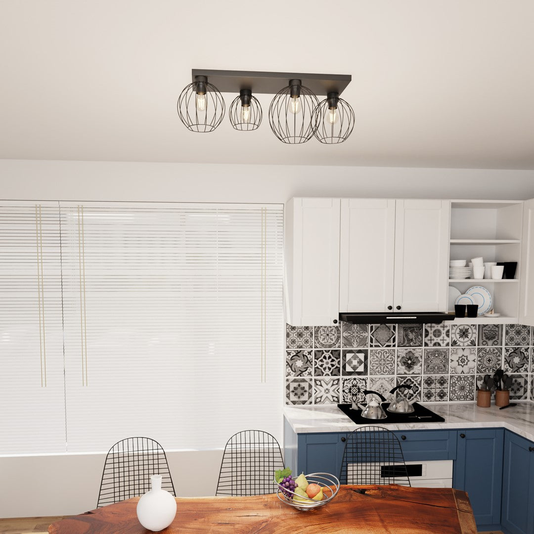 NEST 4 Black – Stoere plafondlamp met industrieel karakter en opvallend lichteffect