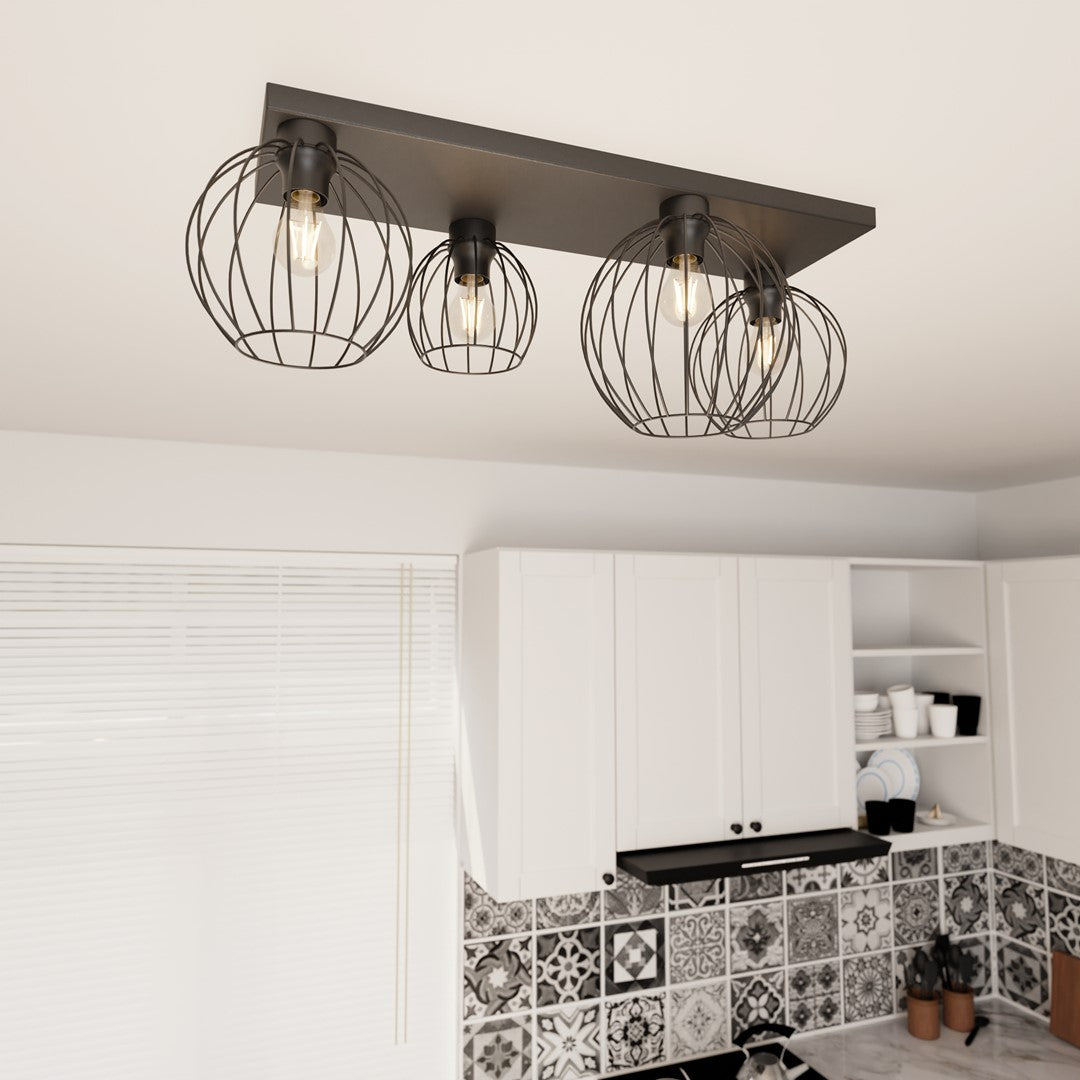 NEST 4 Black – Stoere plafondlamp met industrieel karakter en opvallend lichteffect