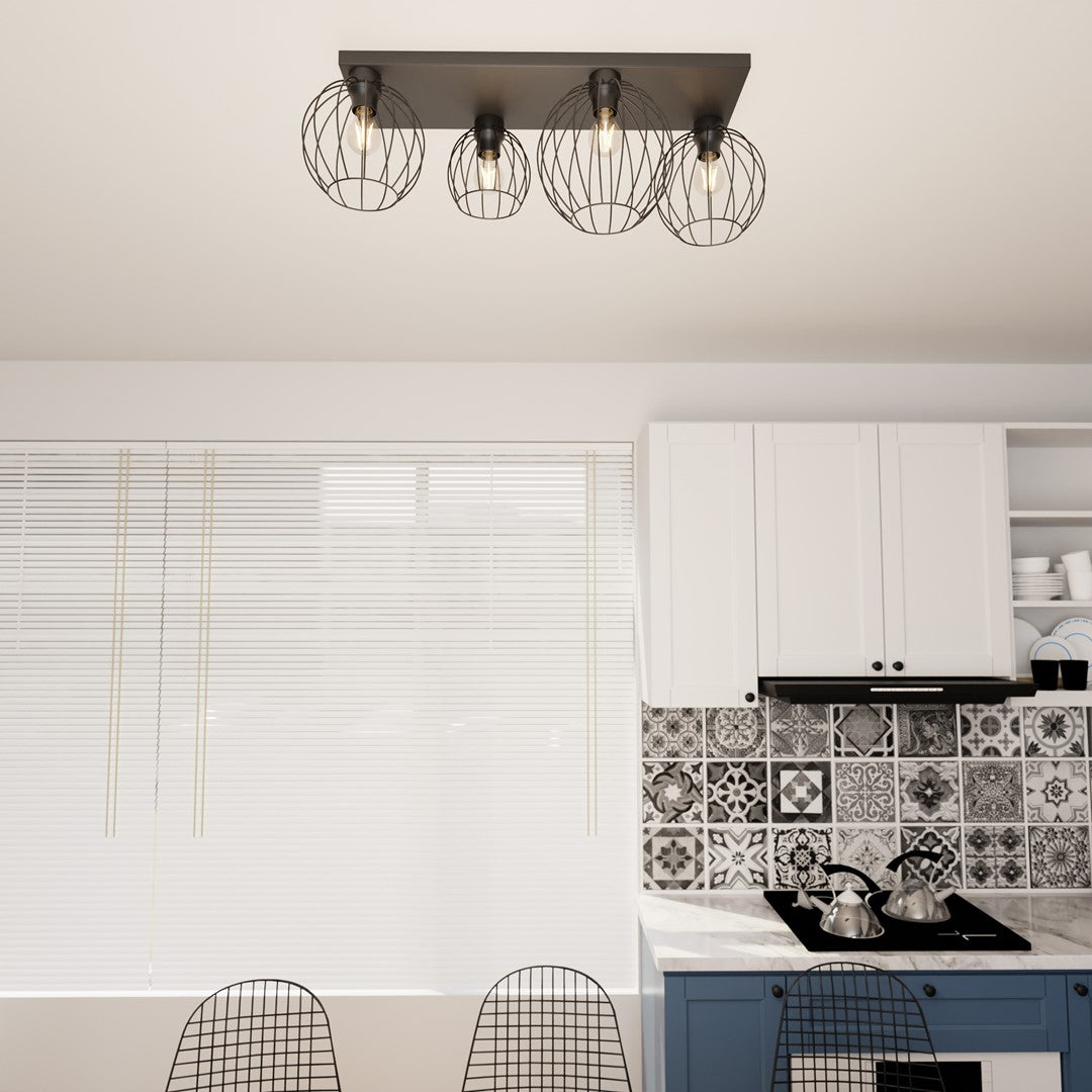 NEST 4 Black – Stoere plafondlamp met industrieel karakter en opvallend lichteffect