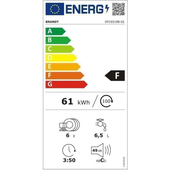 BRANDT DFC6519B Ingebouwde Vaatwasser – Compacte Efficiëntie in Strak Zwart Design