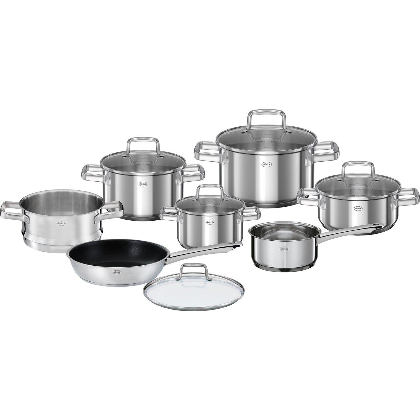 RÖSLE Moments 8-delige pannenset inclusief stomer – Design, kwaliteit en functionaliteit in één complete set