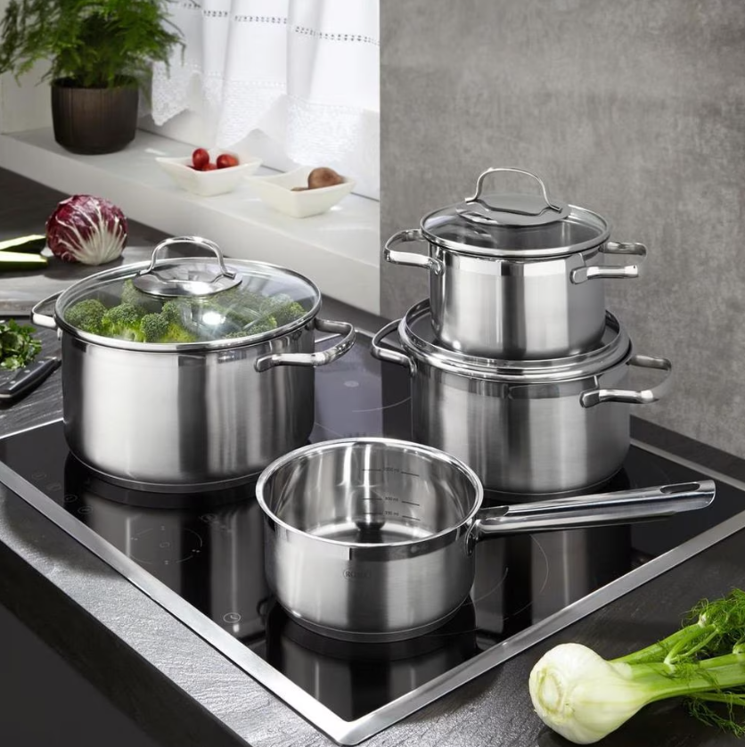 RÖSLE Moments 8-delige pannenset inclusief stomer – Design, kwaliteit en functionaliteit in één complete set