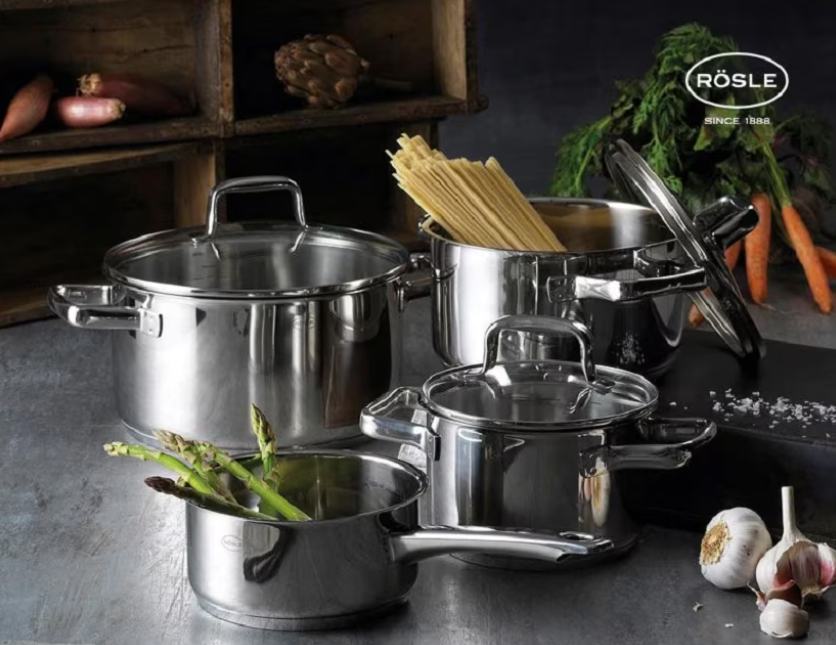 RÖSLE Moments 8-delige pannenset inclusief stomer – Design, kwaliteit en functionaliteit in één complete set