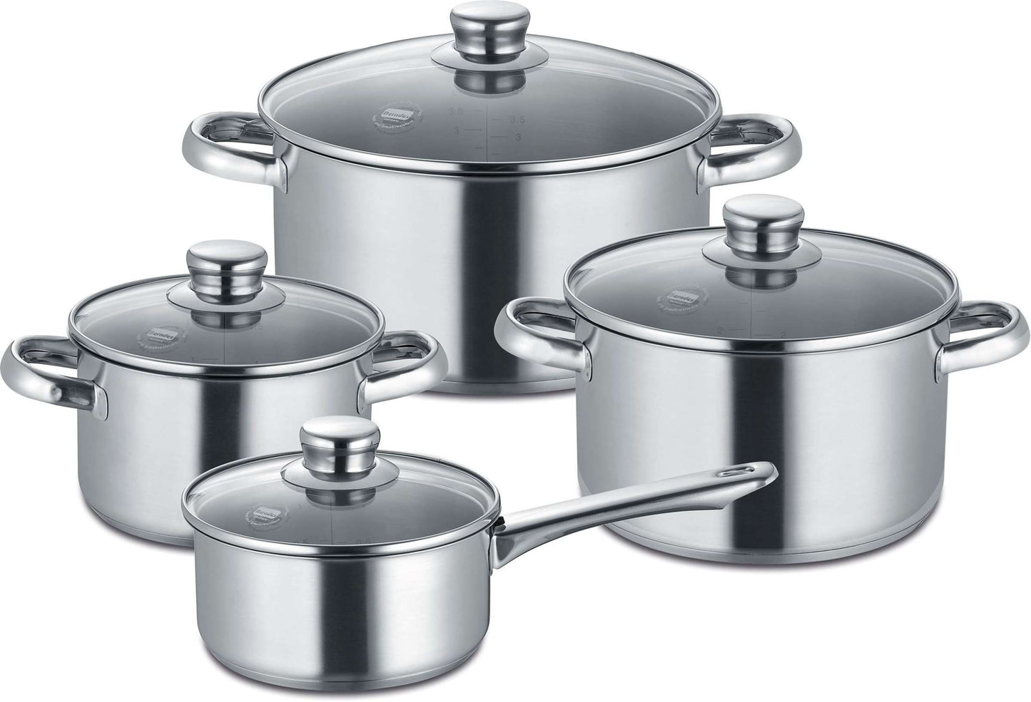 NEW ROMA pannenset 4-delig – Roestvrijstalen kwaliteit voor efficiënt koken op elke warmtebron, inclusief inductie