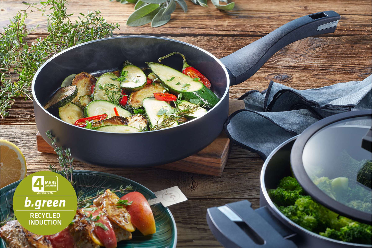 BERNDES B.Green Sauteerpan 24 cm – Duurzaam koken met stijl in gerecycled aluminium