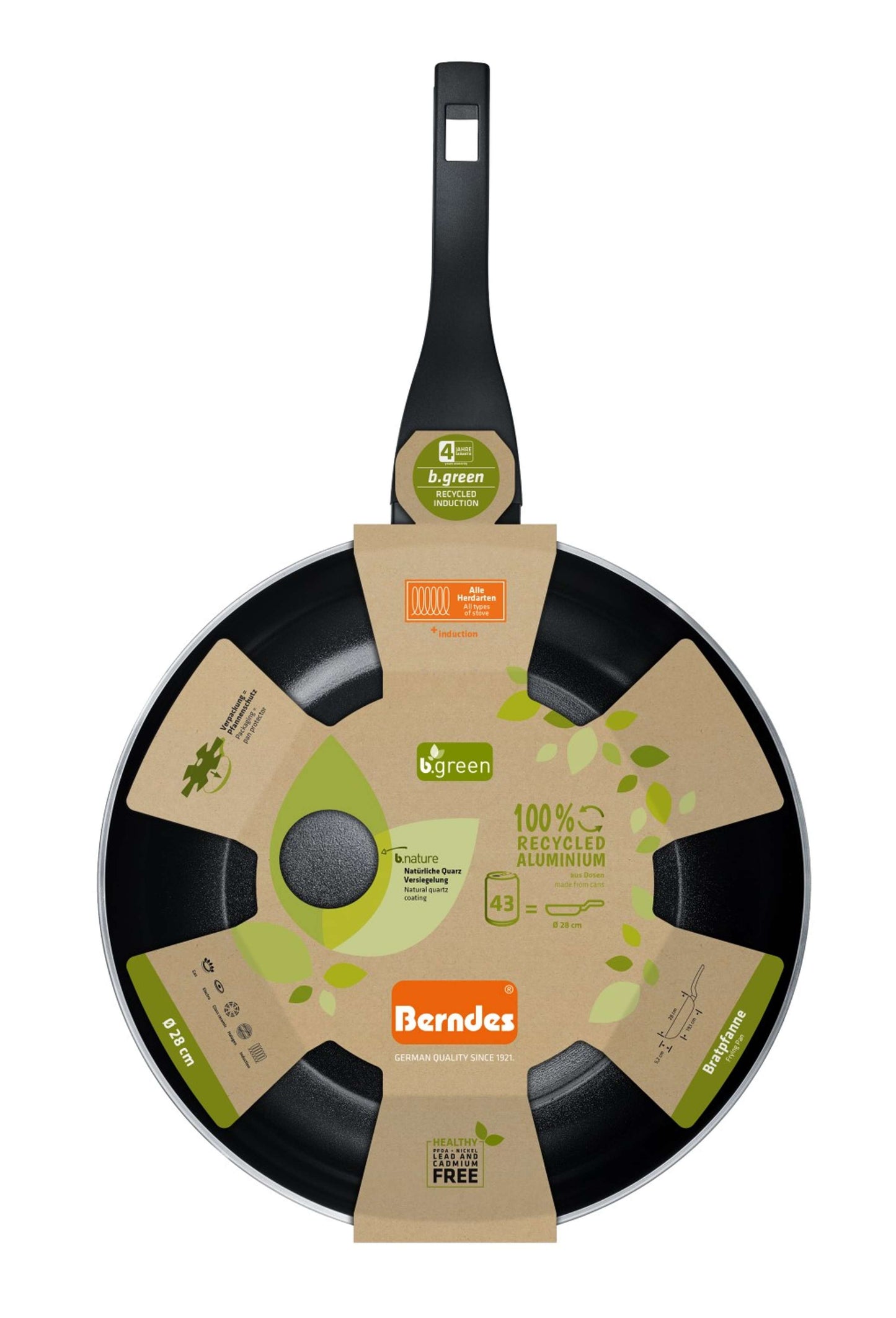 BERNDES B.Green Sauteerpan 28 cm – Duurzaam, stijlvol en gezond koken in 100% gerecycled aluminium