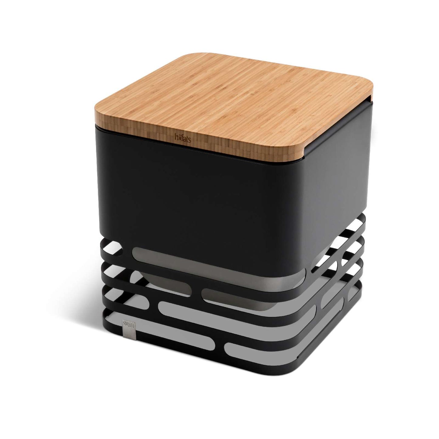 Höfats Cube Bamboe Plank – Slimme Accessoire voor je Vuurkorf: Bijzettafel, Kruk en Serveerplank in Één